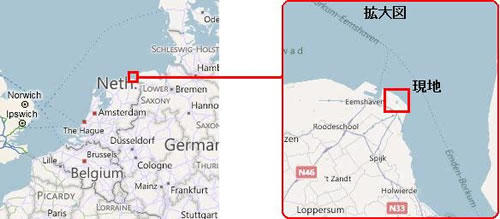 オランダ・フローニンゲン州 エームスハーフェン周辺地図