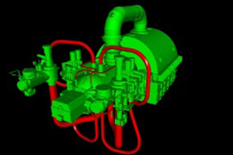 蒸気タービン3Dモデル図