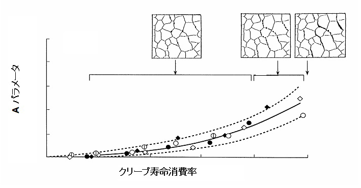 （３）Aパラメータよりクリープ寿命消費率を求める