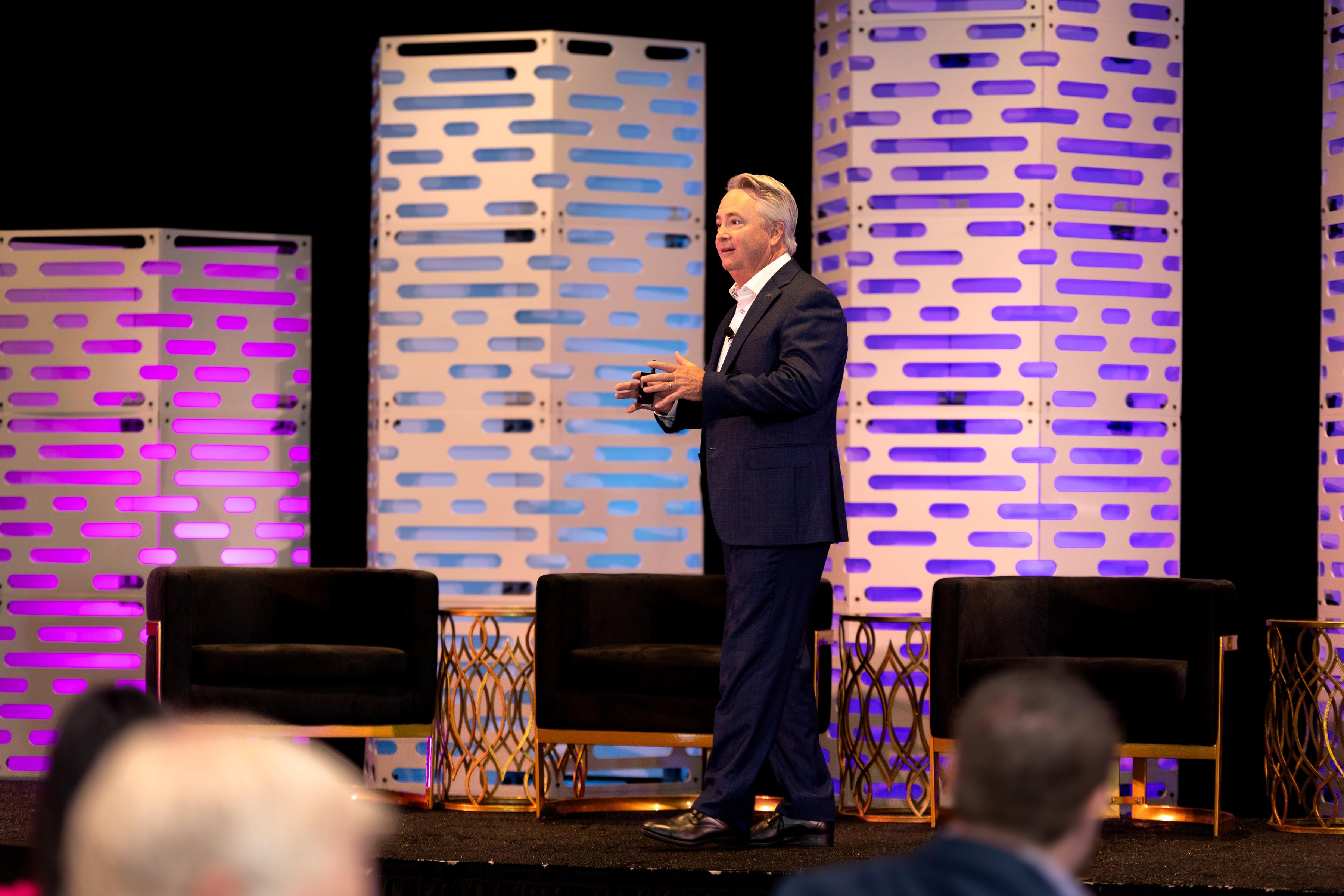 Bill Newsom, President & CEO, of Mitsubishi Power speaking at Energy Forum.
