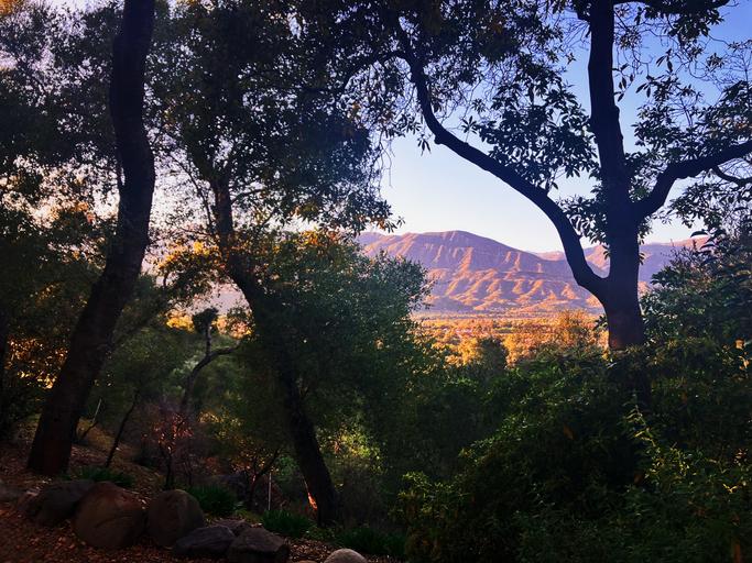 Ojai, California view over Topatopa mountains at sunset