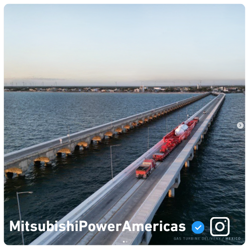 Gas turbine delivery over bridge to Mexico