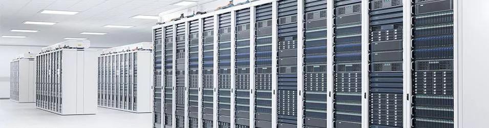 Data Center Hallway with Servers