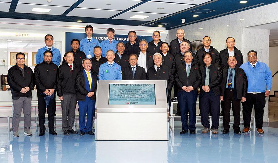 Premier of Sarawak, Datuk Patinggi Tan Sri Dr Abang Haji Abdul Rahman Zohari bin Tun Datuk Abang Haji Openg, and his delegation, alongside MHI and Mitsubishi Power executives at the Takasago Hydrogen Park in Japan